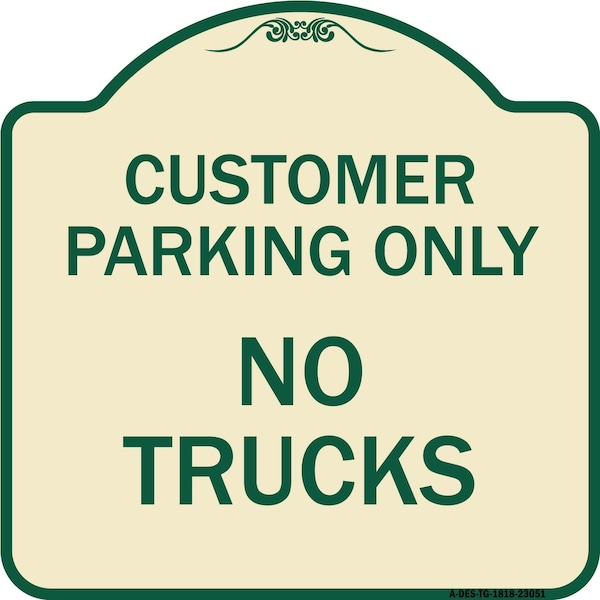 Reserved Parking Customer Parking No Trucks Heavy-Gauge Aluminum Sign, 18" x 18", TG-1818-23051